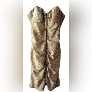 Hailey Logan By Adrianna Papell Strapless Gold Sequin Metallic Dress.Size 9/10